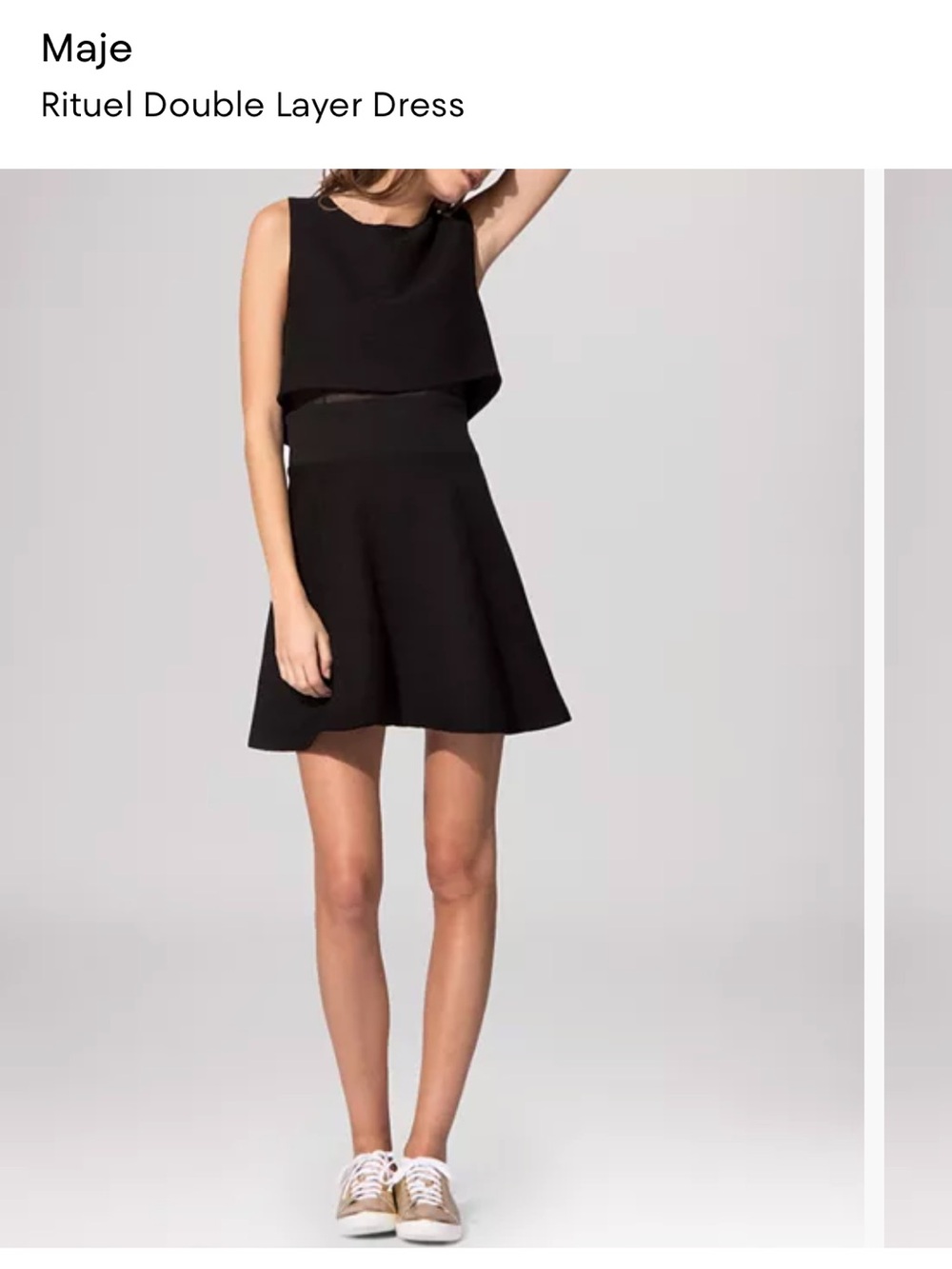 Maje “Rituel” Black Textured Mesh Overlay Fit & Flare Mini Dress Size 3 L